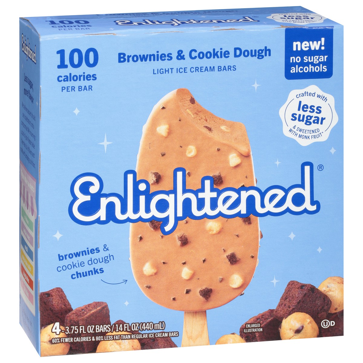 slide 8 of 9, Enlightened Light Brownies & Cookie Dough Ice Cream Bars 4 - 3.75 fl oz Bars, 4 ct