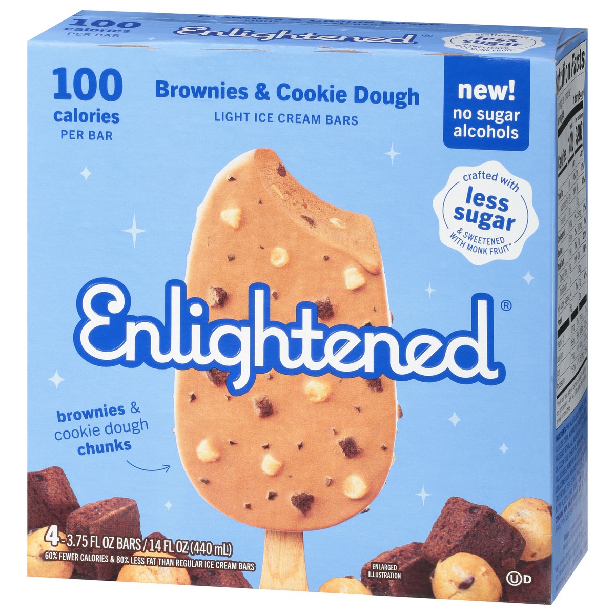 slide 6 of 9, Enlightened Light Brownies & Cookie Dough Ice Cream Bars 4 - 3.75 fl oz Bars, 4 ct