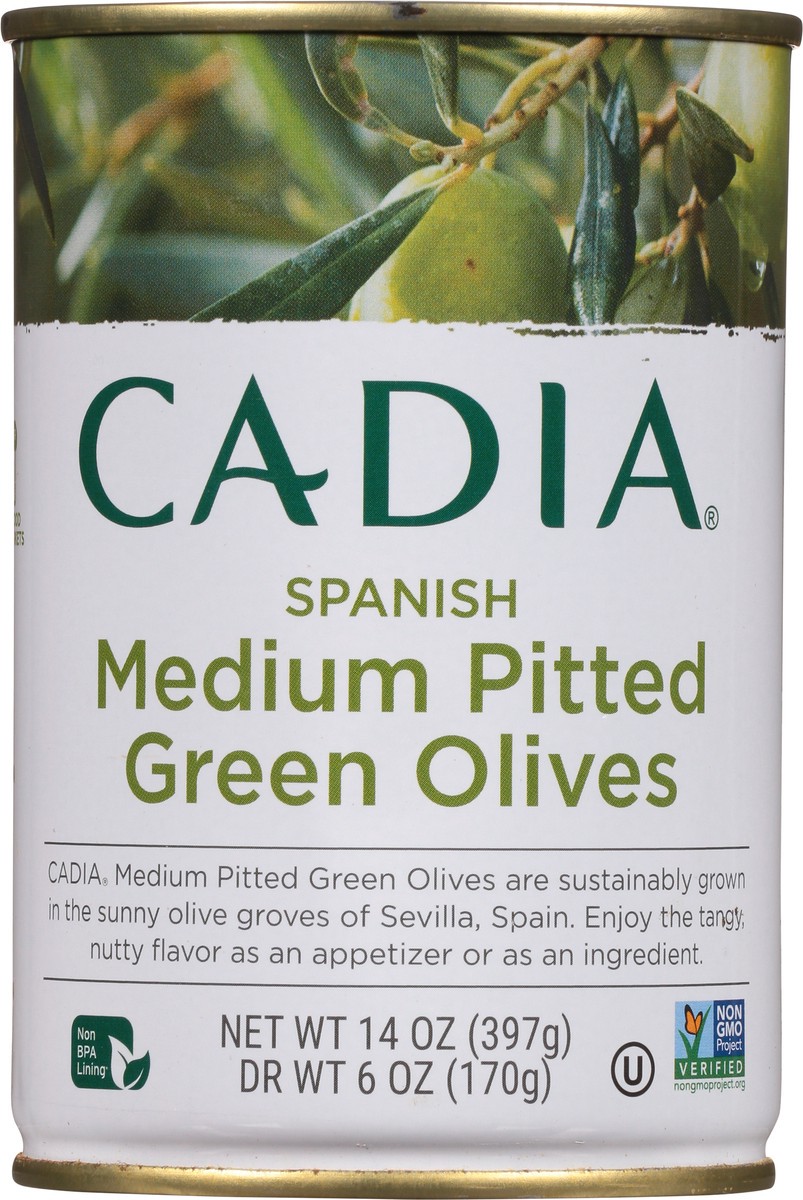 slide 9 of 12, Cadia Medium Pitted Spanish Green Olives 14 oz, 14 oz