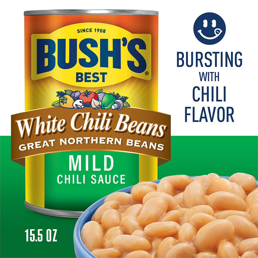 slide 2 of 5, Bush's White Chili Beans in a Mild Chili Sauce, 15.5 oz