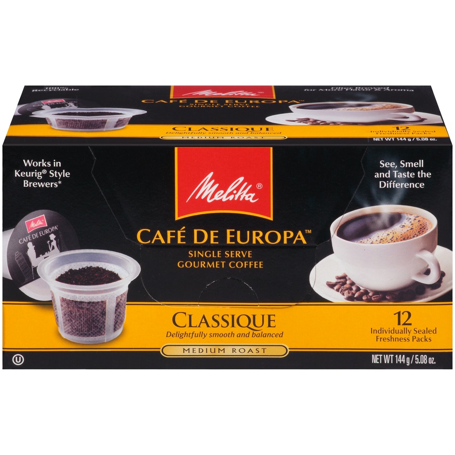 slide 1 of 1, Melitta Cafe De Europa Classique Medium Roast Single Serve Gourmet Coffee, 12 ct; 5.08 oz