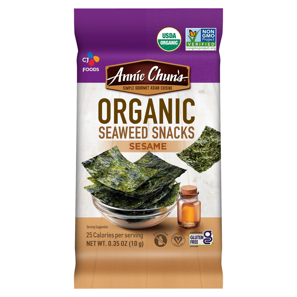 slide 1 of 3, Annie Chun's Organic Sesame Seaweed Snacks, 0.35 oz