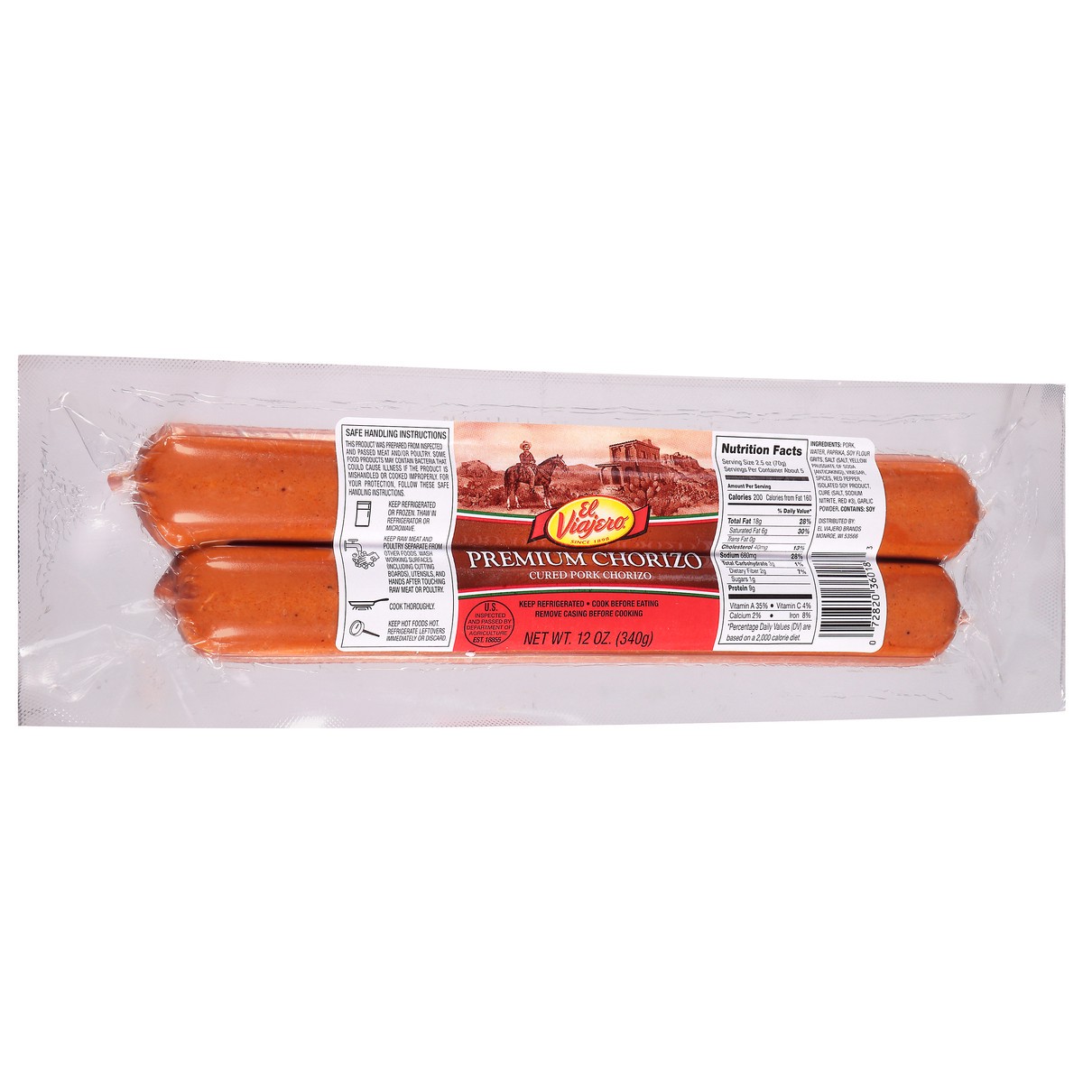 slide 12 of 13, El Viajero Premium Pork Chorizo, 12 oz