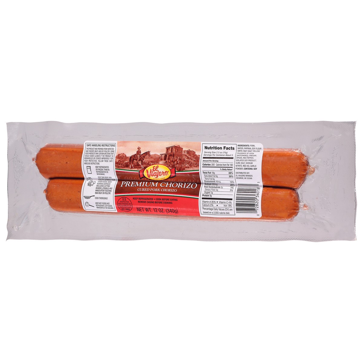 slide 6 of 13, El Viajero Premium Pork Chorizo, 12 oz