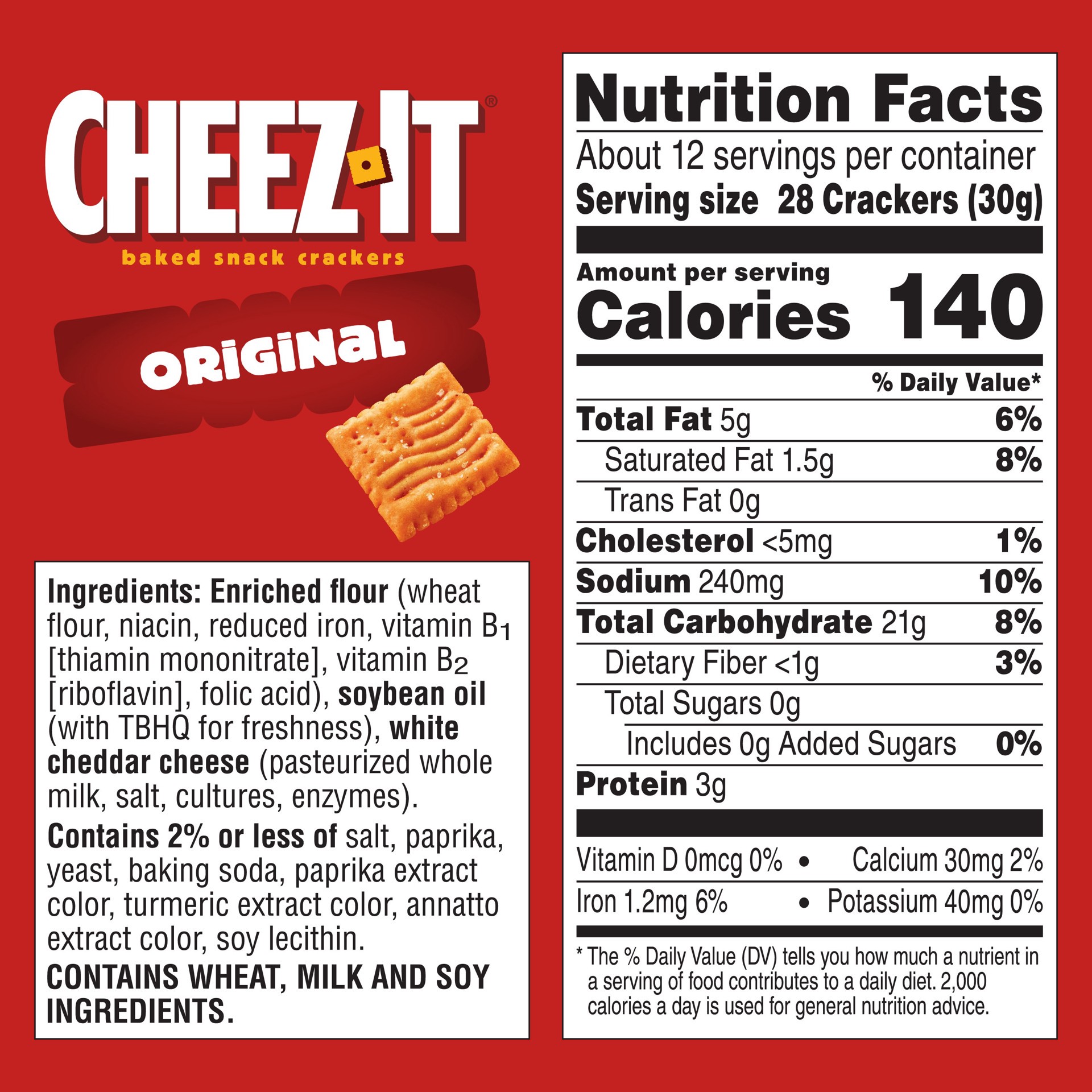slide 5 of 8, Cheez-It Baked Snack Crackers, July 4th Snacks, Kids Snacks, Original, 12.4oz Box, 1 Box, 12.40 oz