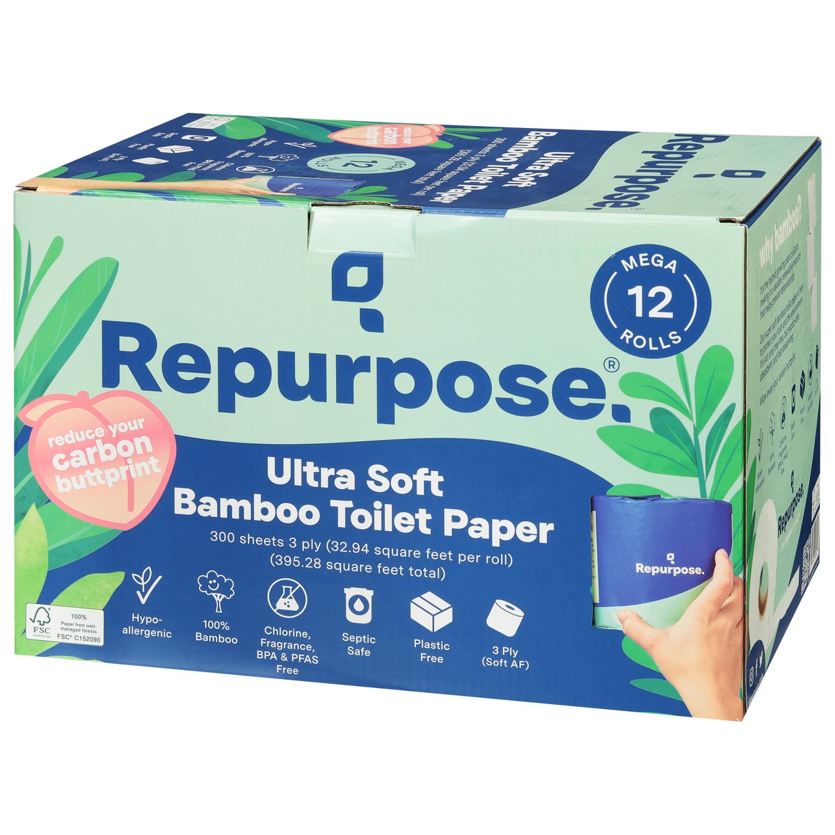 slide 6 of 10, Repurpose 3 Ply Ultra Soft Bamboo Toilet Paper Mega Rolls 12 ea, 12 ct
