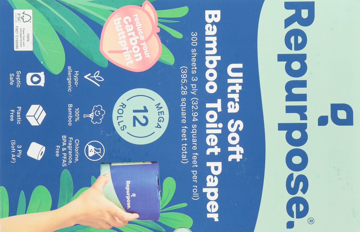 slide 7 of 10, Repurpose 3 Ply Ultra Soft Bamboo Toilet Paper Mega Rolls 12 ea, 12 ct
