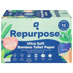 Repurpose 3 Ply Ultra Soft Bamboo Toilet Paper Mega Rolls 12 ea
