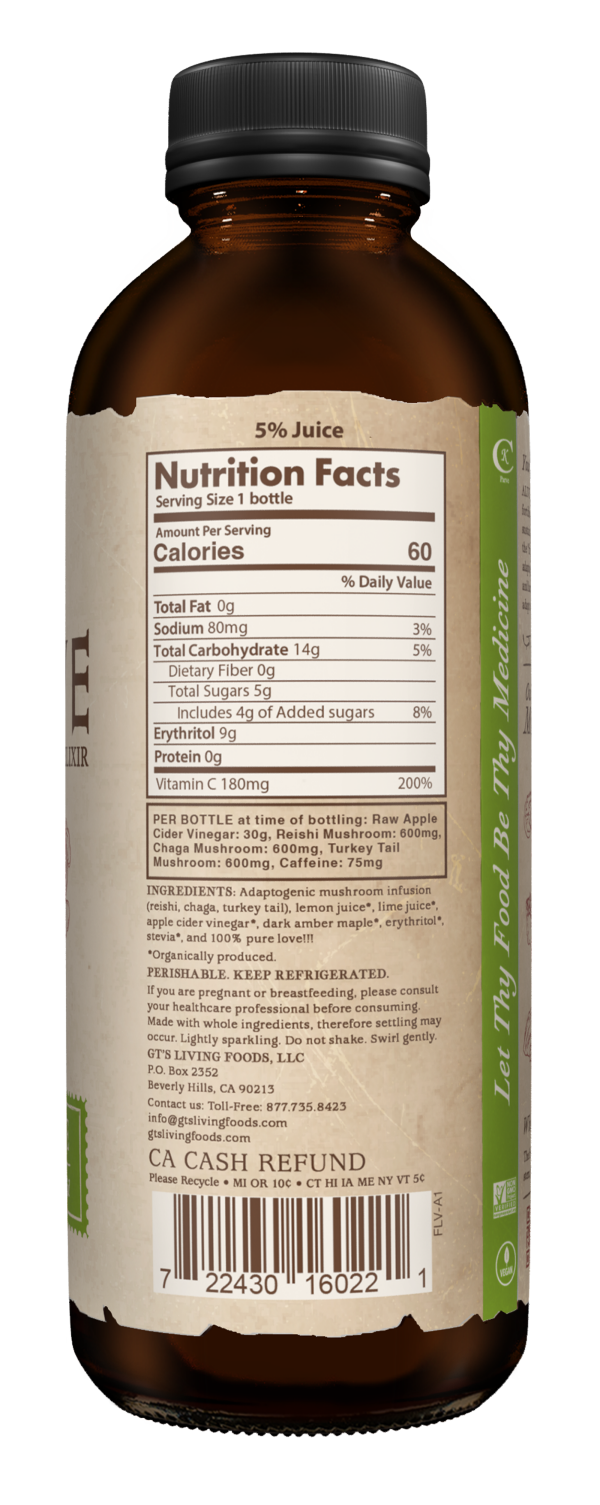 slide 4 of 4, GT's Alive Ancient Lemon Lime Mushroom Elixir 16 fl oz, 16 fl oz