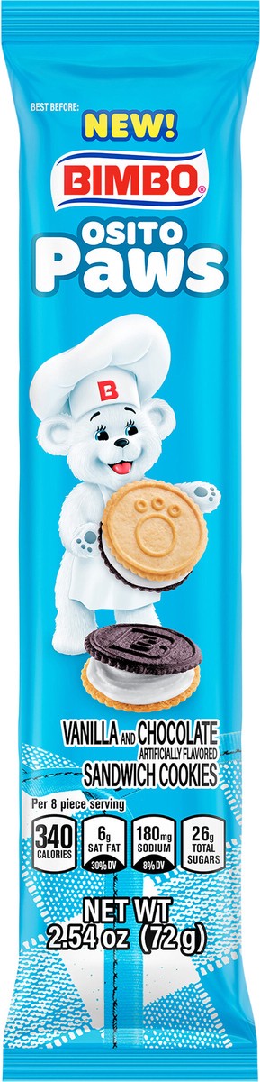slide 9 of 11, Bimbo Osito Paws Vanilla and Chocolate Sandwich Cookies, 2.54 oz, 2.54 oz