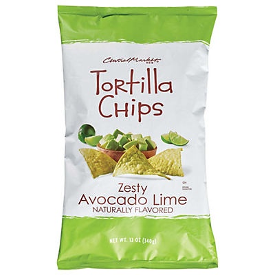 slide 1 of 1, Central Market Zesty Avocado Lime Tortilla Chips, 12 oz