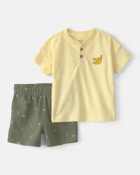 Carter's Baby Boy 2-Piece Banana Top & Short Set - Yellow/Green, 24 Months
