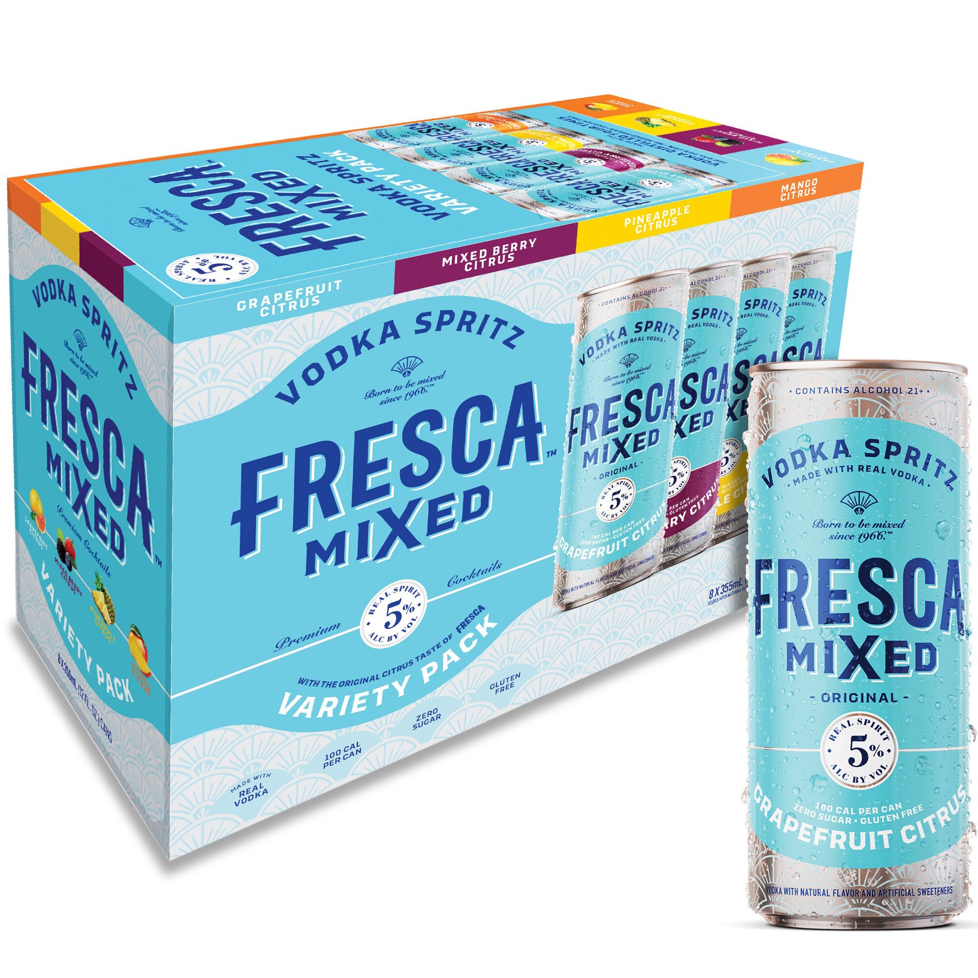 Fresca Mixed Vodka Spritz Variety Pack Gluten-Free Canned Cocktail, 8 ...