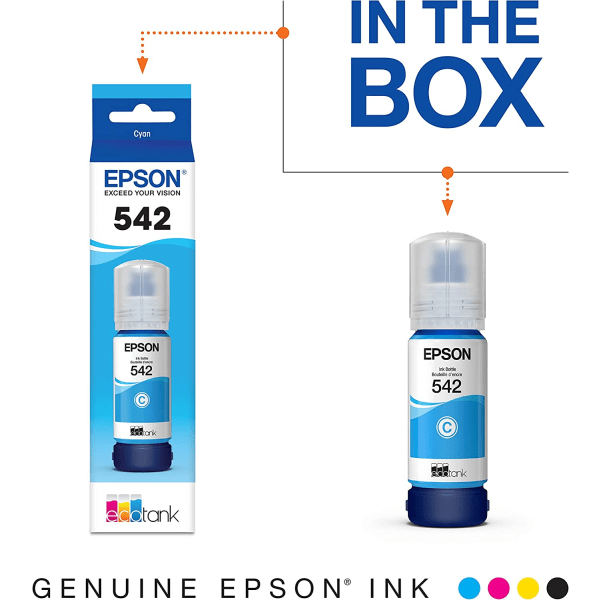 slide 3 of 3, Epson Ecotank 542 Ink Refill, Cyan, 1 ct