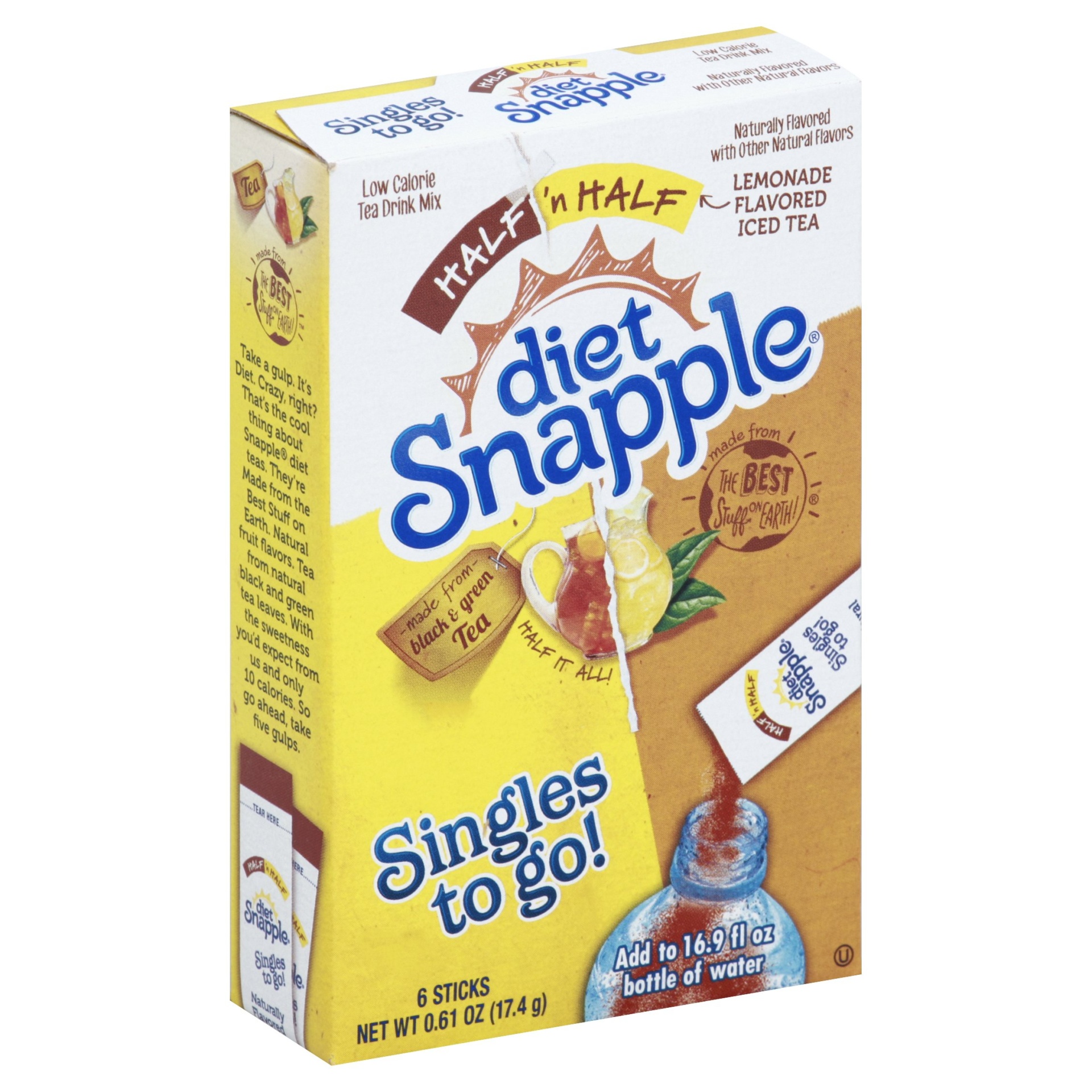 slide 1 of 4, Snapple Diet Half N Half Soft Drink Mix Singles To Go - 6 ct, 6 ct