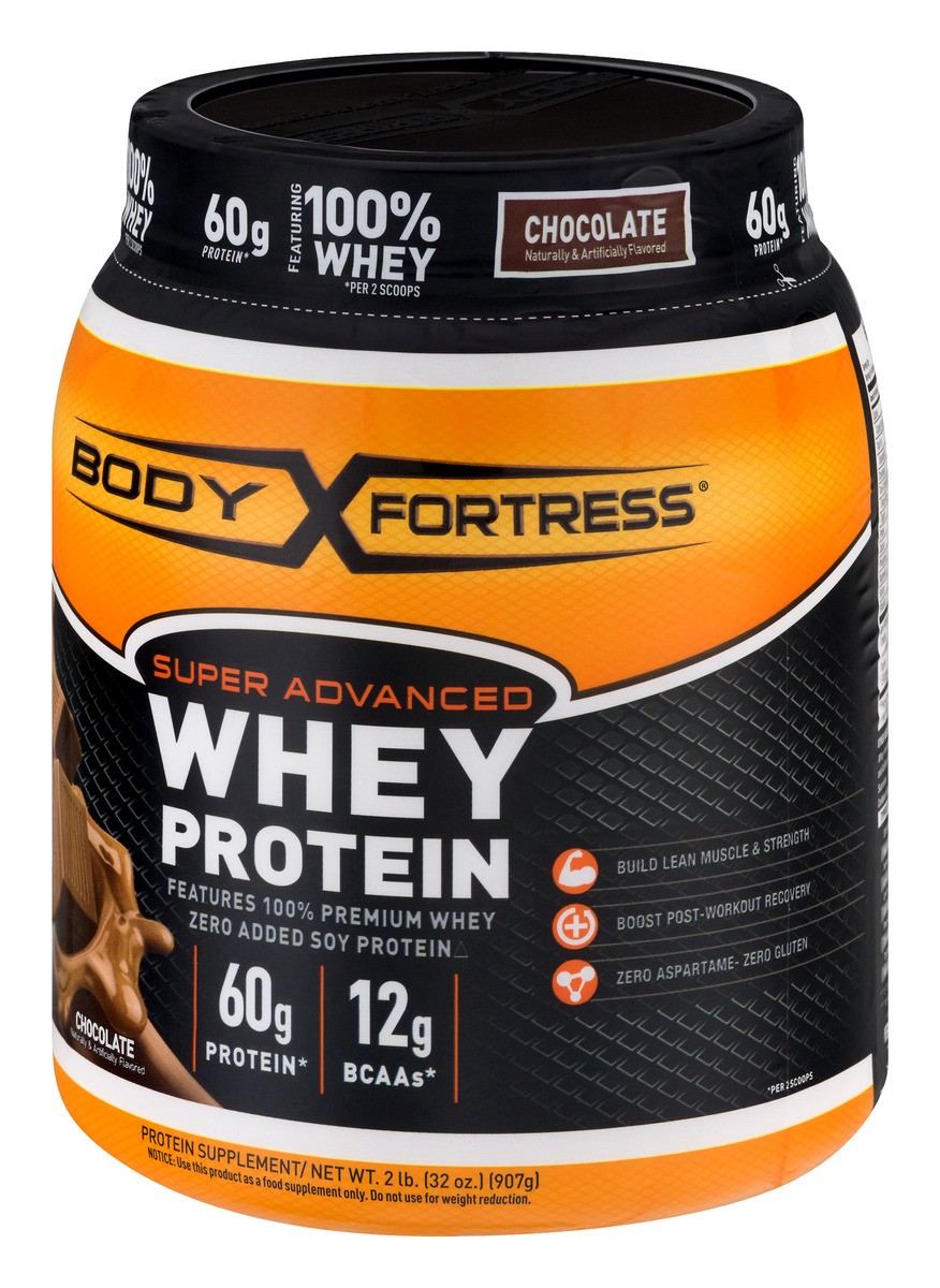 slide 4 of 9, Body Fortress Super Advanced Chocolate Whey Protein, 2 lb