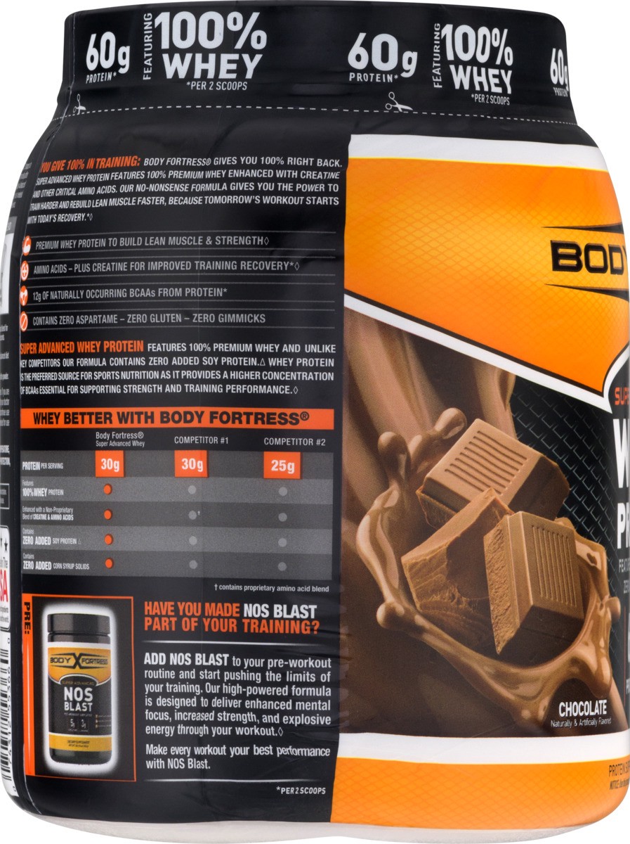 slide 6 of 9, Body Fortress Super Advanced Chocolate Whey Protein, 2 lb