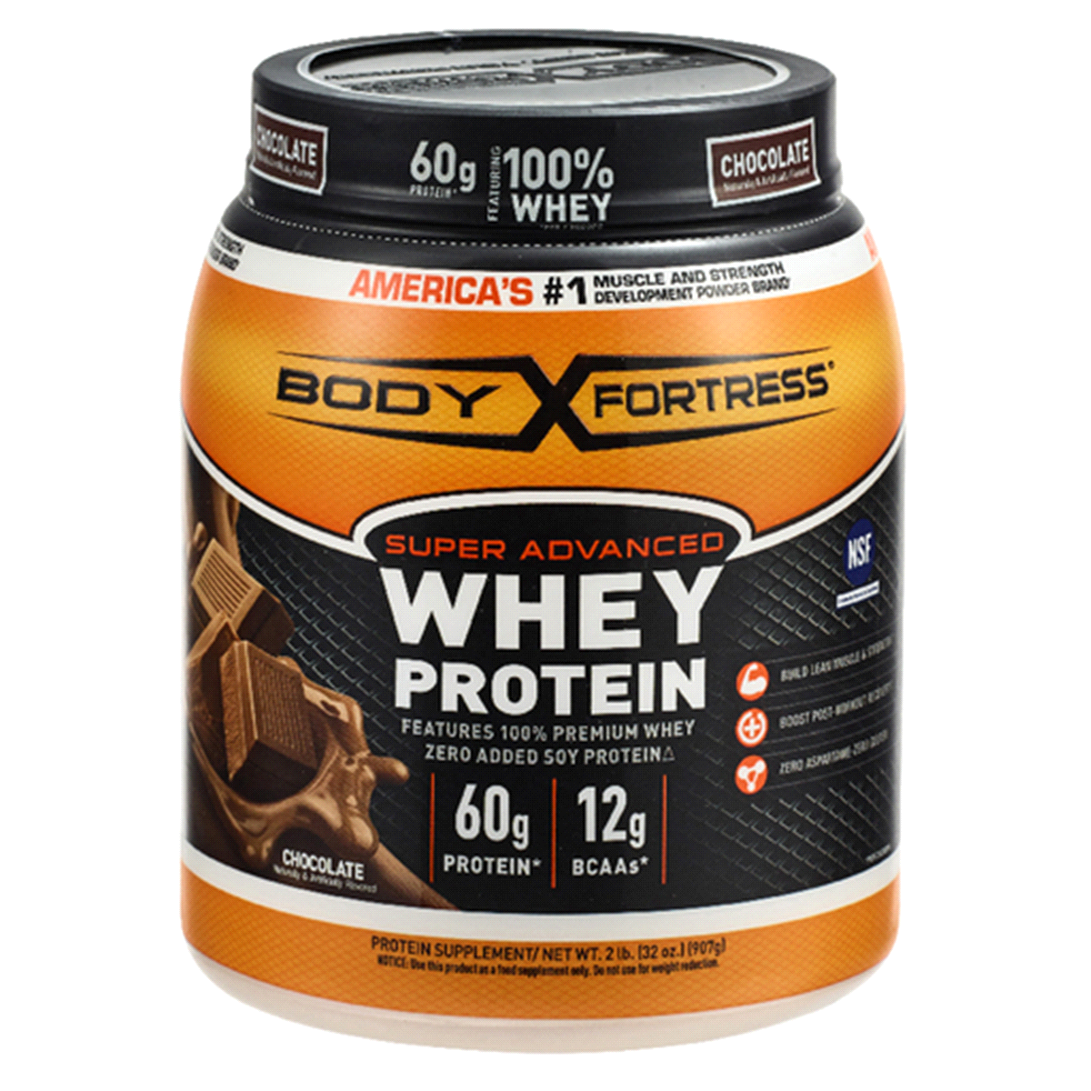 slide 1 of 1, Body Fortress Super Advanced Chocolate Whey Protein, 2 lb
