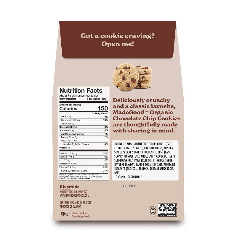 slide 2 of 2, MadeGood Organic Vegan Gluten Free Chocolate Chip Cookies - 7oz, 7 oz