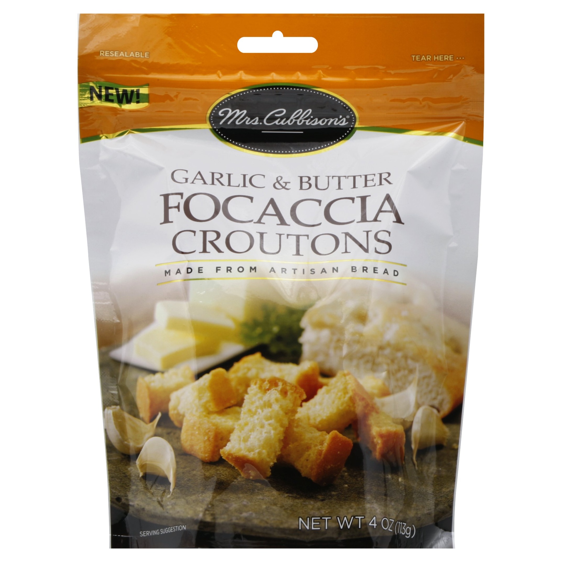 slide 1 of 1, Mrs. Cubbison's Garlic & Butter Focaccia Croutons, 4 oz