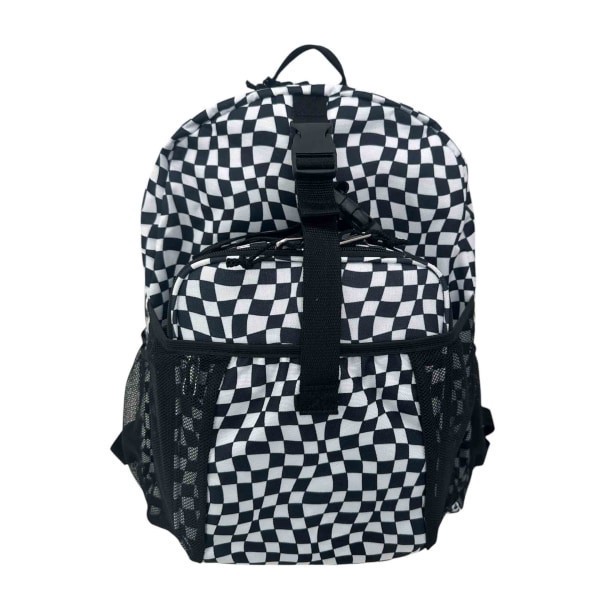 slide 2 of 4, RED.STONE 2-Piece Backpack/Lunch Bag Set With Laptop/Tablet Pocket, White/Black Checks, 2 pc