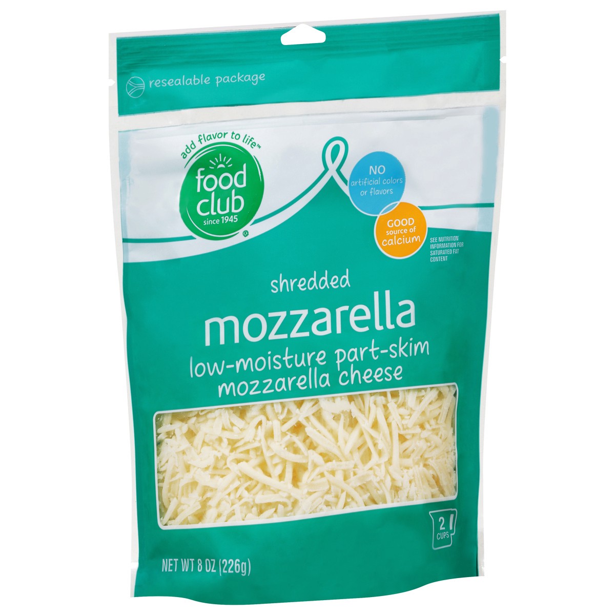 slide 6 of 17, Food Club Low-Moisture Part-Skim Mozzarella Shredded Cheese 8 oz, 8 oz