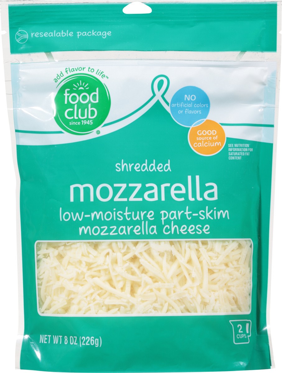 slide 2 of 17, Food Club Low-Moisture Part-Skim Mozzarella Shredded Cheese 8 oz, 8 oz