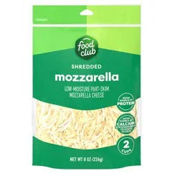 Food Club Low-Moisture Part-Skim Mozzarella Shredded Cheese 8 oz