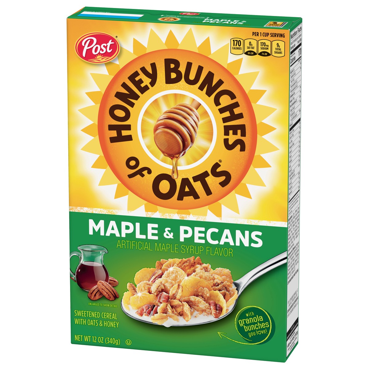 slide 8 of 8, Post Honey Bunches of Oats Maple and Pecans Breakfast Cereal, 12 OZ Box, 12 oz