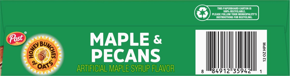 slide 5 of 8, Post Honey Bunches of Oats Maple and Pecans Breakfast Cereal, 12 OZ Box, 12 oz