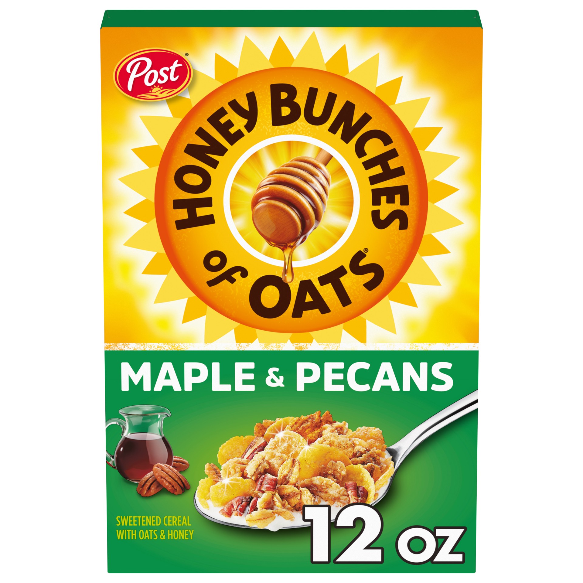slide 1 of 8, Post Honey Bunches of Oats Maple and Pecans Breakfast Cereal, 12 OZ Box, 12 oz