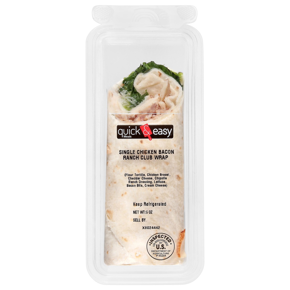 slide 2 of 2, Quick & Easy Chicken Bacon Club Wrap Single, 6 oz