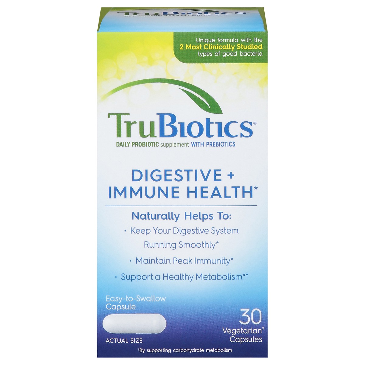slide 1 of 9, TruBiotics Digestive + Immune Health 30 Vegetarian Capsules, 30 ct