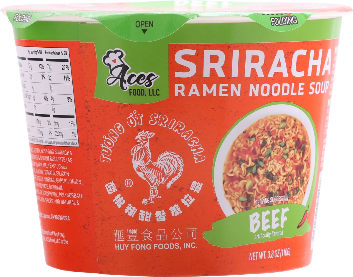 slide 5 of 9, Aces food Sriracha Beef Ramen Noodle Soup 3.8 oz, 3.8 oz