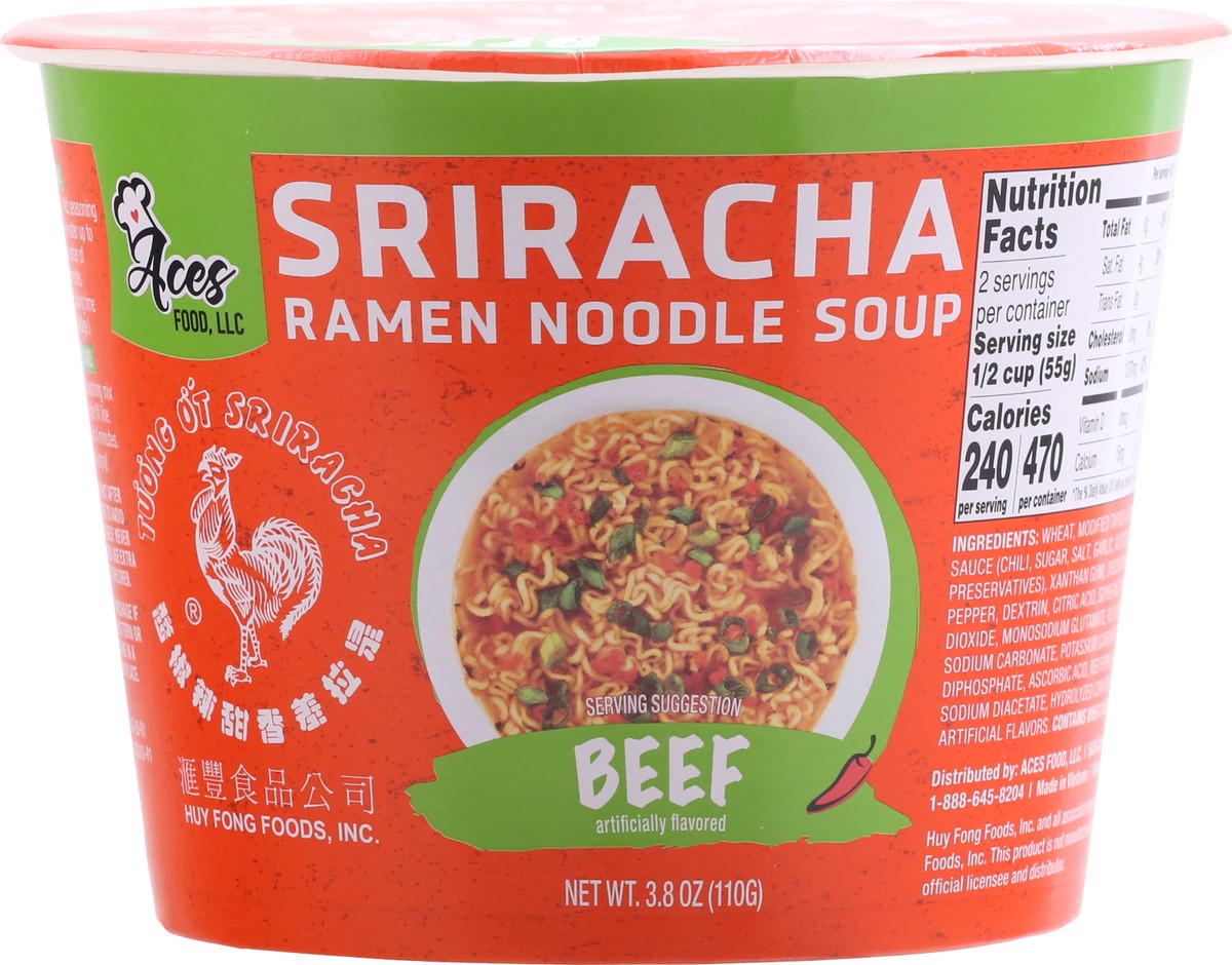 slide 6 of 9, Aces food Sriracha Beef Ramen Noodle Soup 3.8 oz, 3.8 oz