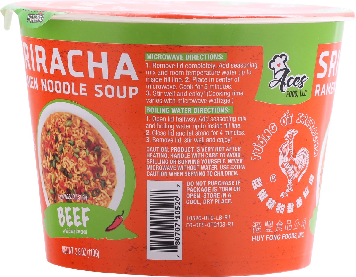 slide 7 of 9, Aces food Sriracha Beef Ramen Noodle Soup 3.8 oz, 3.8 oz