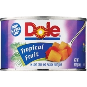 slide 1 of 1, Dole Tropical Fruit In Light Syrup And Passion Fruit Juice, 8 oz