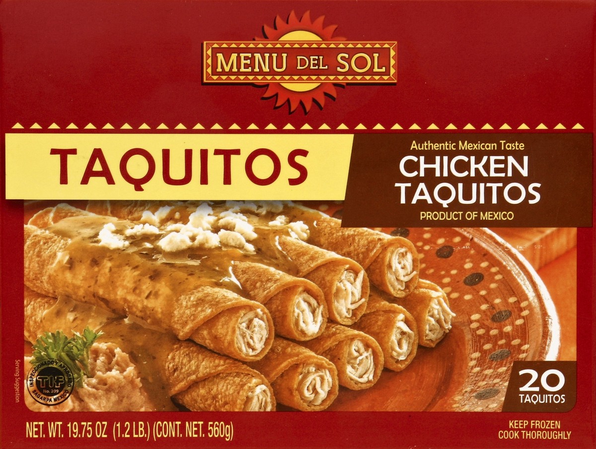 slide 1 of 5, Menu Del Sol Chicken Taquitos 20Ct, 18 oz