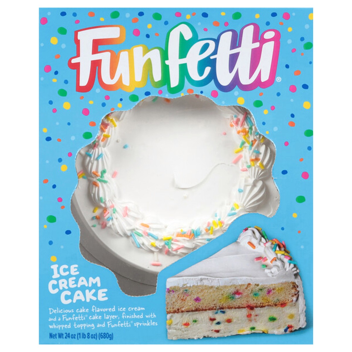 slide 1 of 10, Funfetti Ice Cream Cake, Serves 8 People, 24 oz, 24 oz