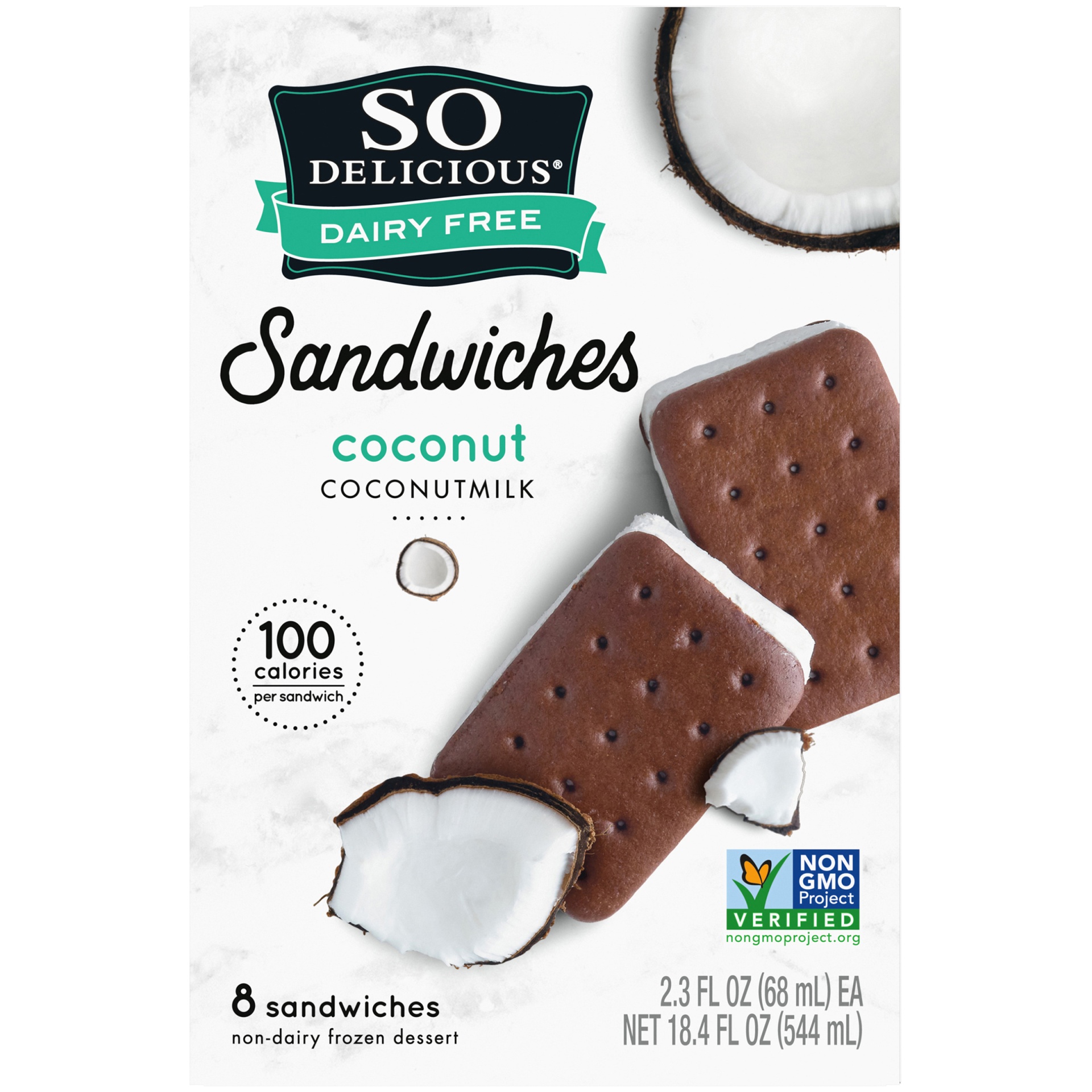 slide 4 of 7, So Delicious Dairy Free Coconut Coconut Milk Frozen Dessert Sandwich, 2.3 ct