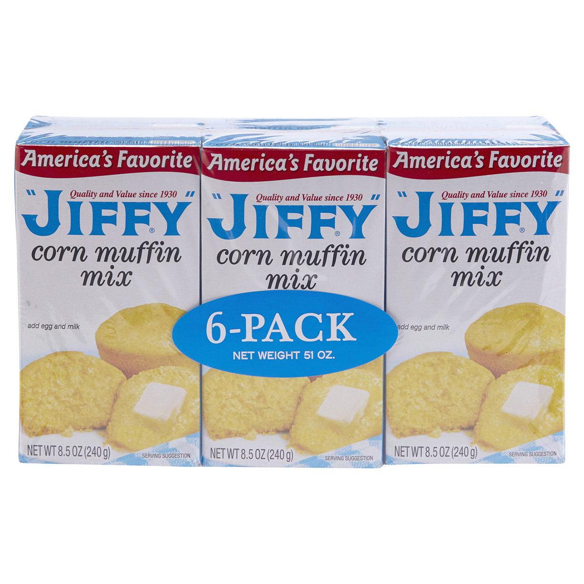 slide 1 of 9, Jiffy Corn Muffin Mix 6 ea, 6 ct ; 51 oz