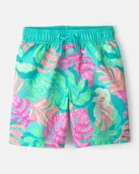 Carters Boys Tropical Swim Trunks - Teal Multi 7