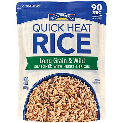 slide 1 of 1, Hill Country Fare Quick HeatLongGrain & Wild Rice, 8.8 oz