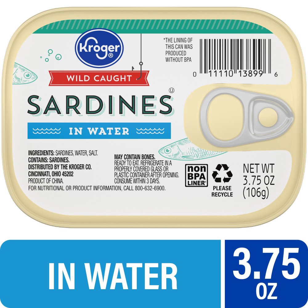 slide 1 of 4, Kroger® Wild Caught Sardines in Water, 3.75 oz