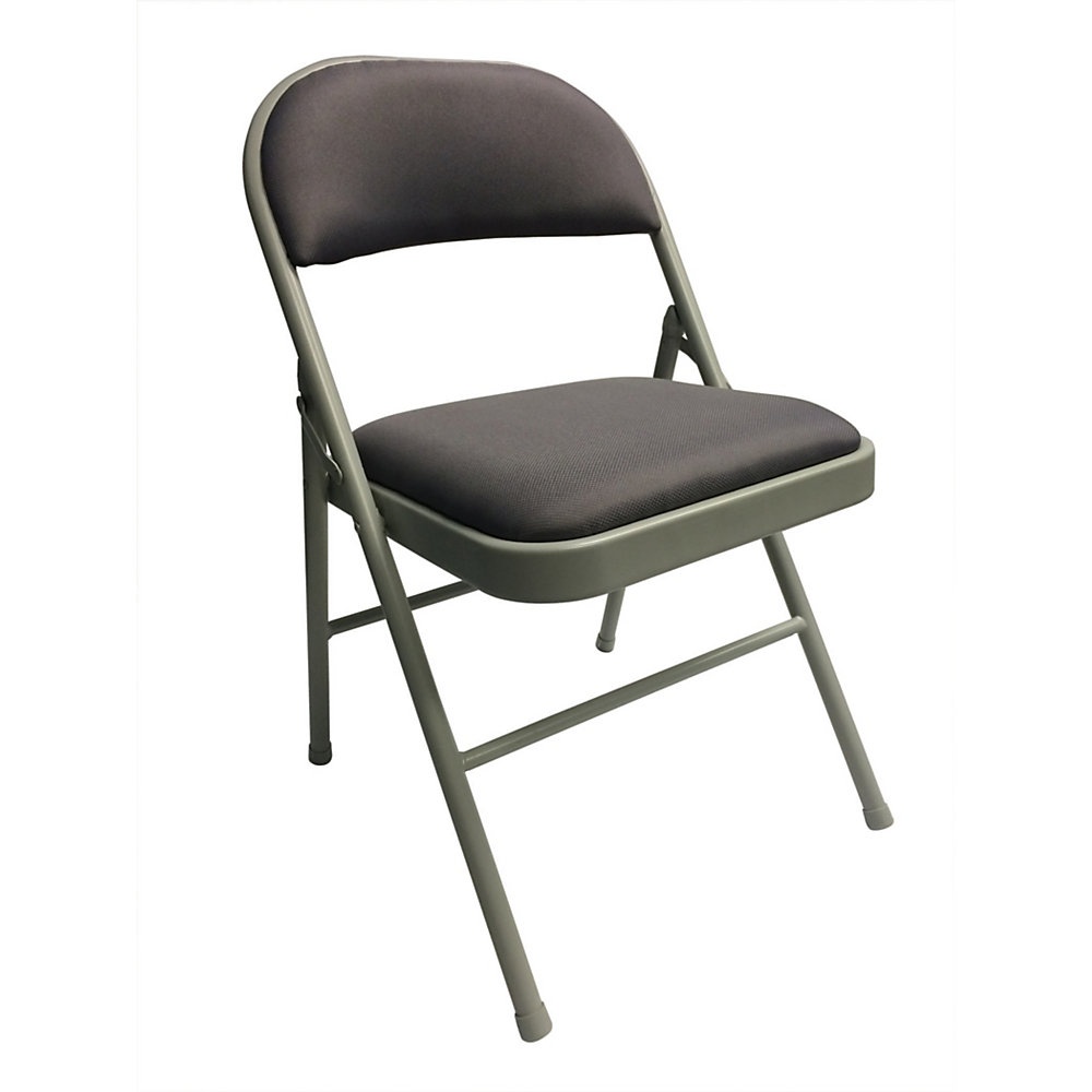 slide 1 of 1, Realspace Upholstered Padded Folding Chair, Gray, 1 ct