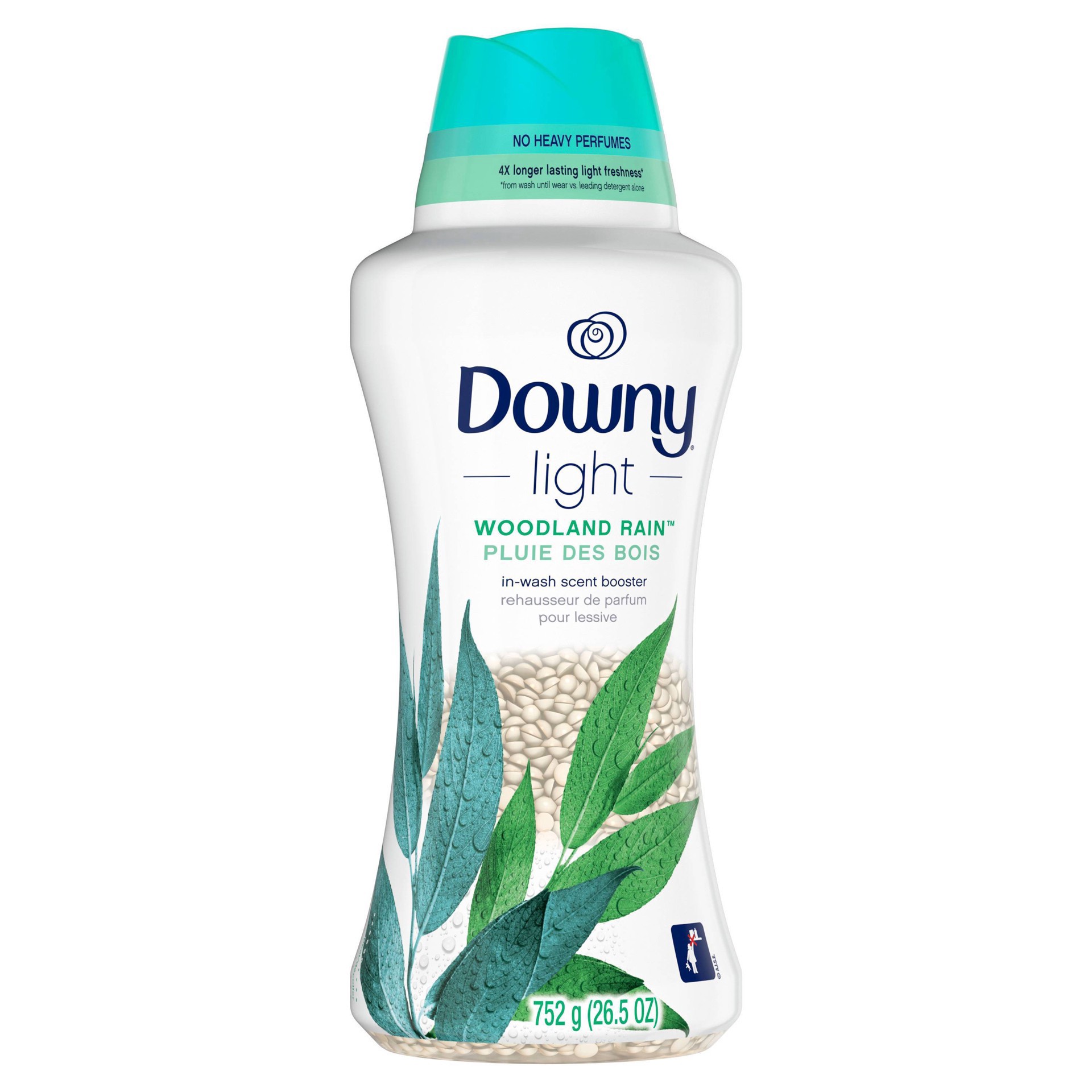 slide 6 of 16, Downy Light Woodland Rain Scent Laundry Scent Booster Beads with No Heavy Perfumes - 24oz, 24 oz