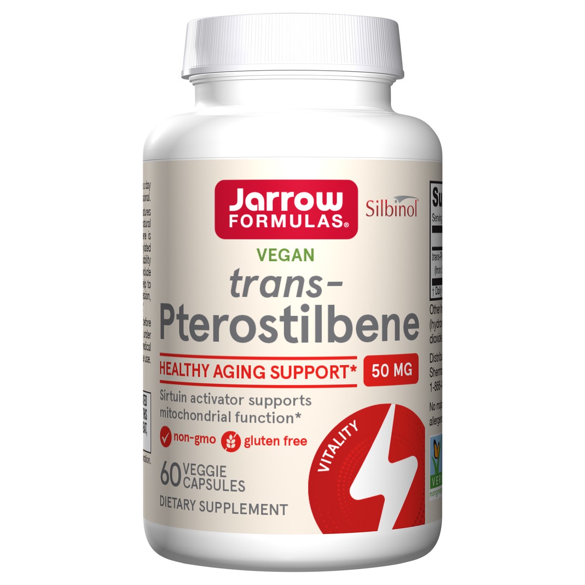 slide 1 of 4, Jarrow Formulas Pterostilbene 50 mg - 60 Veggie Capsules - Antioxidant Support - Dietary Supplement Supports Healthy Aging - Calorie-Restriction Mimetic - 60 Servings, 60 ct
