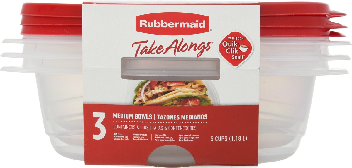 slide 10 of 12, Rubbermaid Takealongs Shallow Bowl Food Storage Container, 5 c