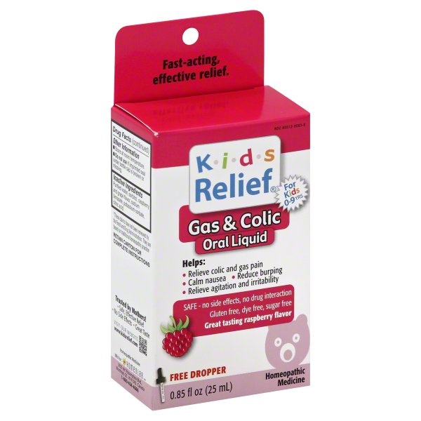 slide 1 of 1, Kids Relief Gas & Colic, Oral Liquid, Great Tasting Raspberry Flavor, 0.85 oz