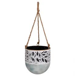 Evergreen Round Painted Hanging Metal Planter